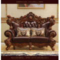 classic brown leather hand craved European style sofa